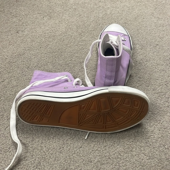 Purple and White Canvas High-Top Sneakers - Picture 7 of 10